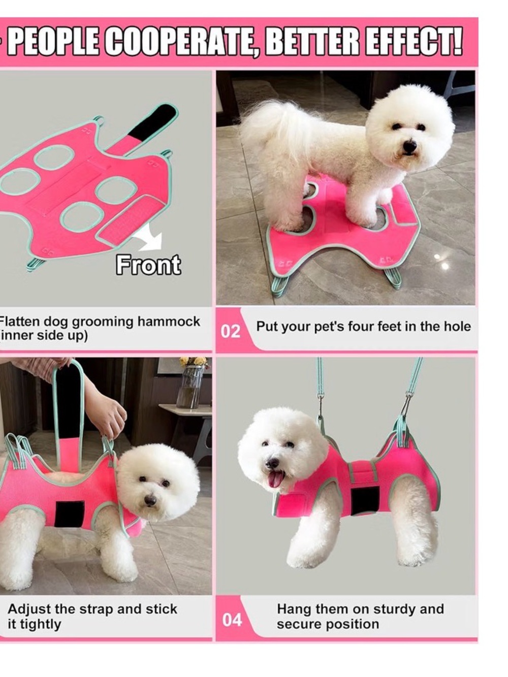 Pet Grooming Hammock for Dogs - Pink XS
